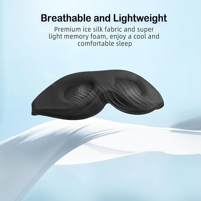 LitBear Sleep Mask for Side Sleeper Women Men, Eye Mask for Sleeping Light Blocking, 3D Contoured Cup Sleeping Mask, Soft Breathable Sleep Eye Mask with Adjustable Elastic Strap for Travel