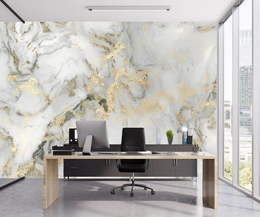 Abstract Marble Wallpaper Gold Art Textured Wall Mural Office Living Room（Not Peel and Stick）