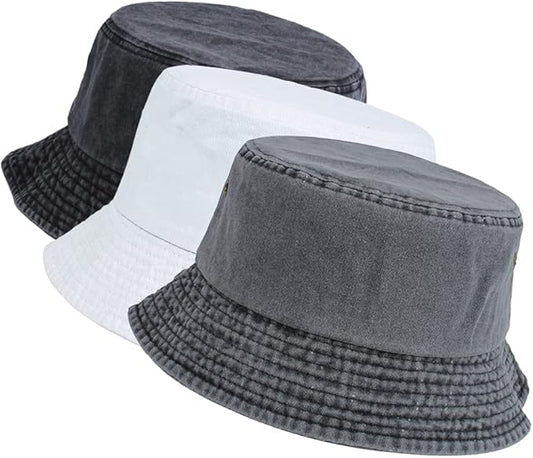 Washed Cotton Bucket Hats Packable Summer Outdoor Cap Travel Beach Sun Hat Plain Colors for Men Women