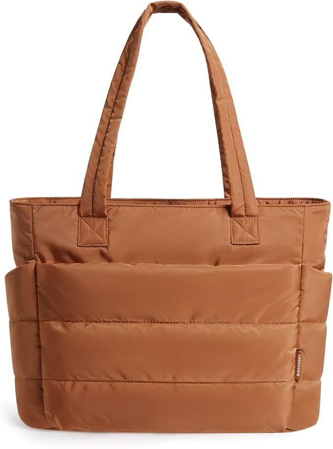 BAGSMART Tote Bag for Women, Lightweight Puffy Tote Bag with Compartments Shoulder Bag Handbag for Travel, Work, Gym