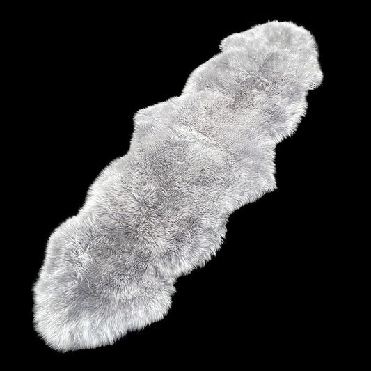 WL&ALLEN Large Sheepskin Rug Genuine Thick and Lush 3 Inch Pile，Luxury Australian Pelts |Large Sheepskin Wool Area Rugs (Double Pelt 2'6" x 6'6",Grey)
