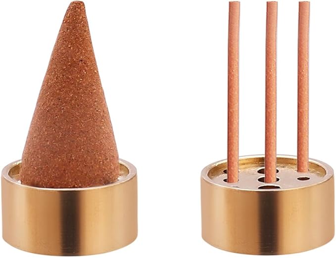 Miupoo Incense Holder, Coil Incense Burner, Incense Cone Burner, Incense Sticks Burner, 3 Styles Brass,6 Pieces
