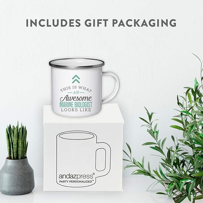 Andaz Press 11oz. Stainless Steel Campfire Coffee Mug Gift, This is What an Awesome Marine Biologist Looks Like, 1-Pack, Birthday Gift Ideas Coworker Him Her, Includes Gift Box