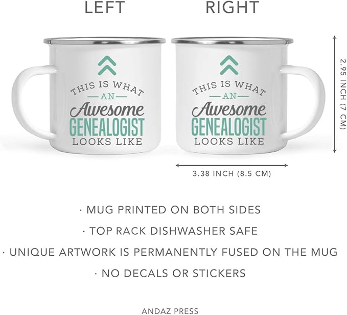 Andaz Press 11oz. Stainless Steel Campfire Coffee Mug Gift, This is What an Awesome Genealogist Looks Like, 1-Pack, Birthday Gift Ideas Coworker Him Her, Includes Gift Box