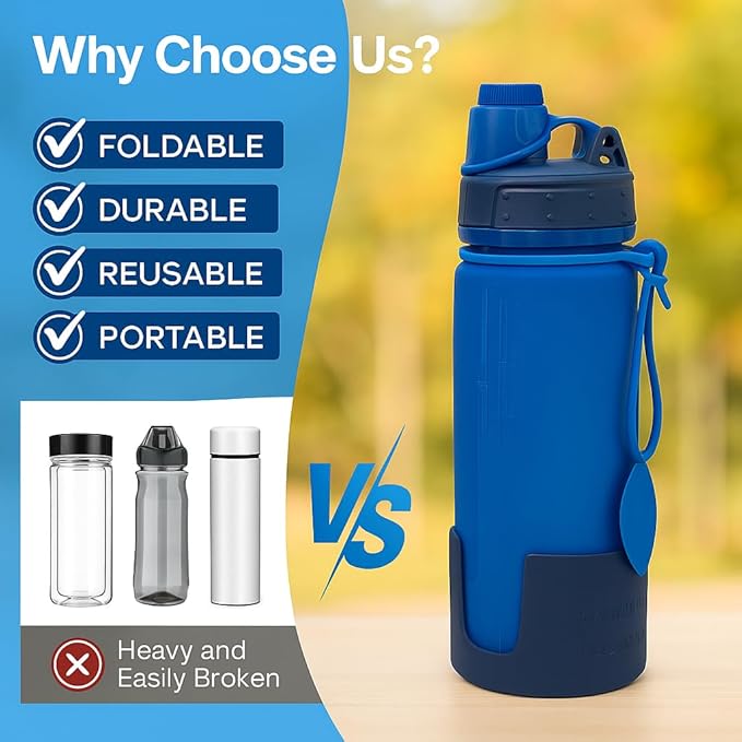 Collapsible Water Bottles Travel Water Bottle Silicone Water Bottle Foldable Lightweight Portable Leakproof & Reusable perfect for Gym Hiking Camping 500ml 17oz - BPA free - (pink)