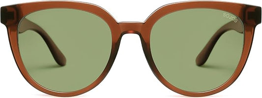 SOJOS Trendy Cat Eye Round Polarized Sunglasses for Women Fashion UV Protection Sunnies Sunglasses SJ2175