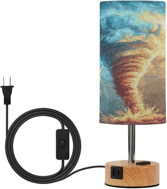 Table Lamp Oil Paint Lightning Tornado Bedroom Living Room Bedside Night Light Dimmable Home Decor 4.8x13.98in