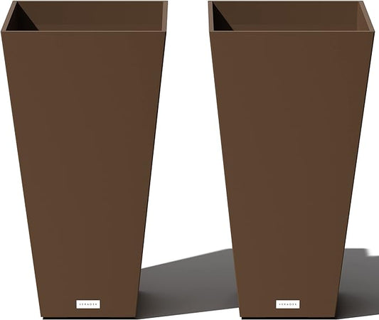 Veradek V-Resin Indoor/Outdoor Taper Planter, 2-Pack (26 inch, Espresso)