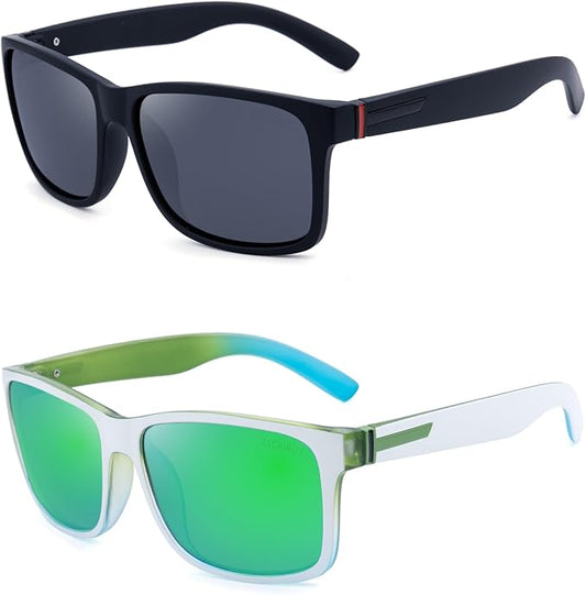 LECKIRUT Vintage Polarized Sunglasses for Men Women Retro Oversized Square Mirror Sun Glasses