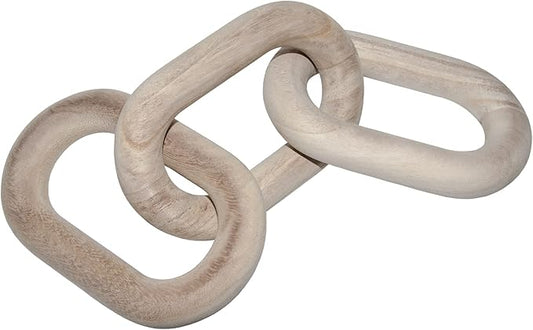 SCUBERT - 3 Link Wood Knot for Home Decoration,Wood Chain Link Decor,Decorations for Living Room, Rustic Farmhouse, Shelf,Coffee Table Decor