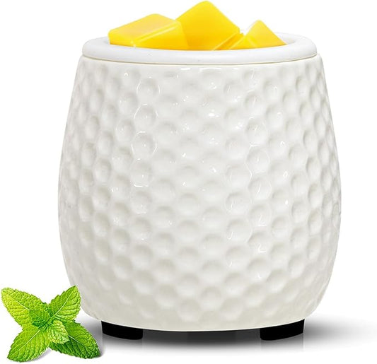 Wax Melt Warmer Ceramic Wax Melt Burner for Scented Cubes Electric Oil Burner Melter with Silicone Dish Fragrance Warmer for Home Office Bedroom Gift & Decor (Honeycomb)