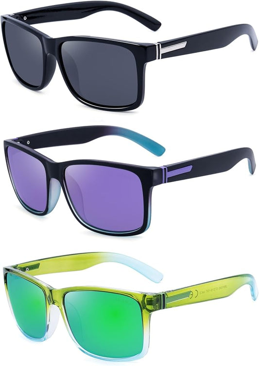 LECKIRUT Vintage Polarized Sunglasses for Men Women Retro Oversized Square Mirror Sun Glasses