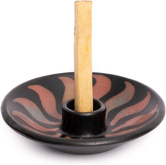 Luna Sundara Authentic Peru Pottery Palo Santo Stick Holder and Incense Holder with 5 Palo Santo Sticks Handmade Ceramic Smudge Bowl Sage Holder Red Gift Set