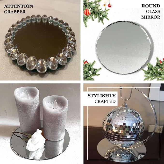 Efavormart 16" Round Glass Mirror Wedding Party Table Decorations Centerpieces - 4 PCS