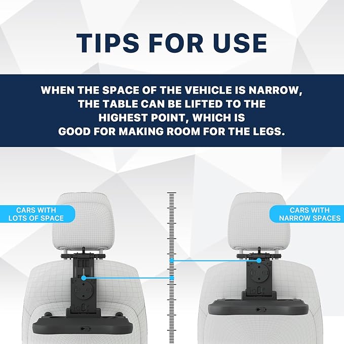 Car Back Seat Tray Table-Stable Auto Backseat Food Trays Desk for Rear Passenger Road Trip Eating & Work, Multifunctional Adjustable Travel Tray with Phone Drink Holder for Laptop iPad