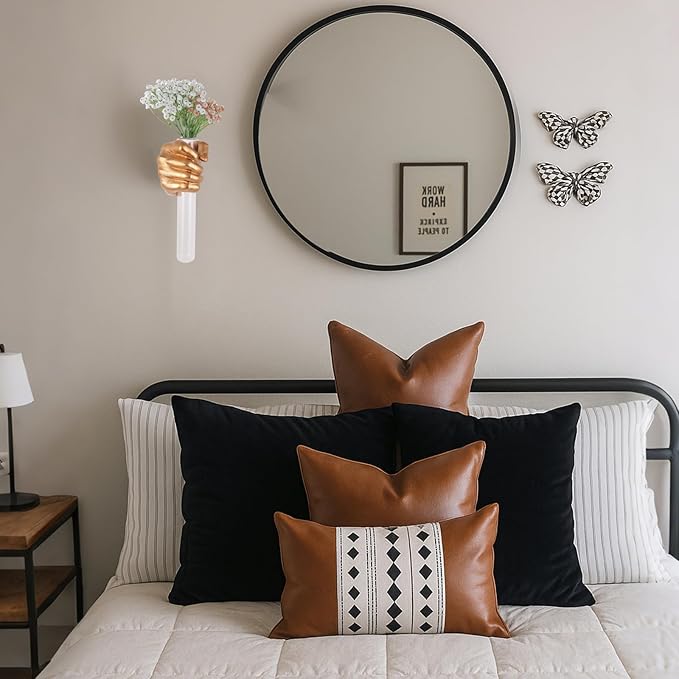 Unique Wall Sculptures, Hand Vases Home Decor, Wall Mount Art Sculpture, Unique Wall Art Statue, Funky Flower Vase Decorations, Modern Eclectic Hanging Decor,Glass Test Tube Vase (Gold)