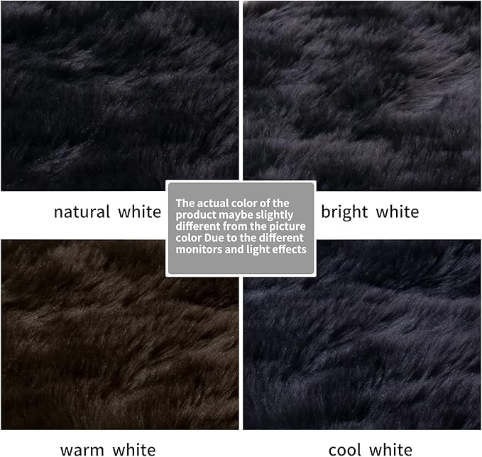 SERISSA Ultra Soft Fluffy Rug Black Faux Sheepskin Fur Area Rug Shaggy Couch Cover Seat Cushion Furry Carpet Beside Rugs for Bedroom Floor Sofa Living Room Runner 2x6 Feet Black