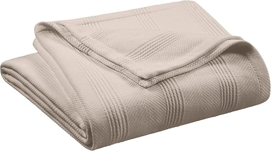 King Size 100% Cotton Mink Blanket | Super Soft Breathable Lightweight Throw Blanket | All-Season Knit Blanket | Versatile Hotel Luxury | Easy Care
