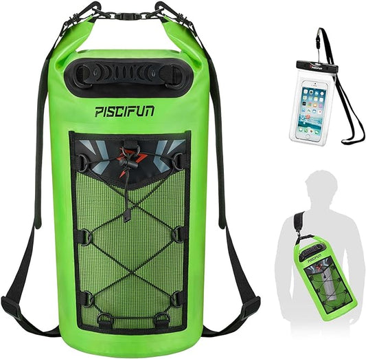 Piscifun Dry Bag, Waterproof Floating Backpack 10L/20L/30L/40L with Waterproof Phone Case for Boating, Kayaking, Fishing