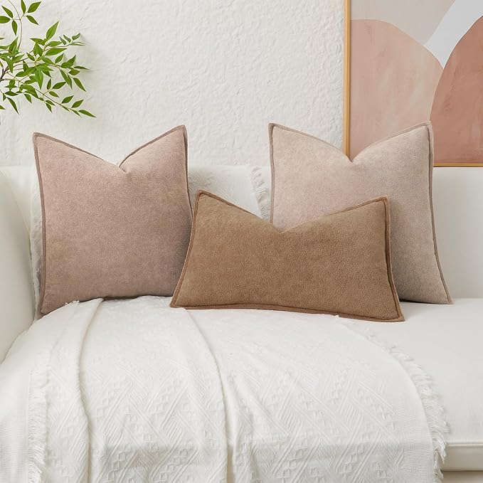 Kevin Textile 12x20 Inch Lumbar Pillow Cover 1 Pack Soft Boucle Textured Decorative Waterproof Rectangle Cushion Elegant Accent Pillow for Couch Sofa Chair Bed Home Decor Indoor Outdoor Camel