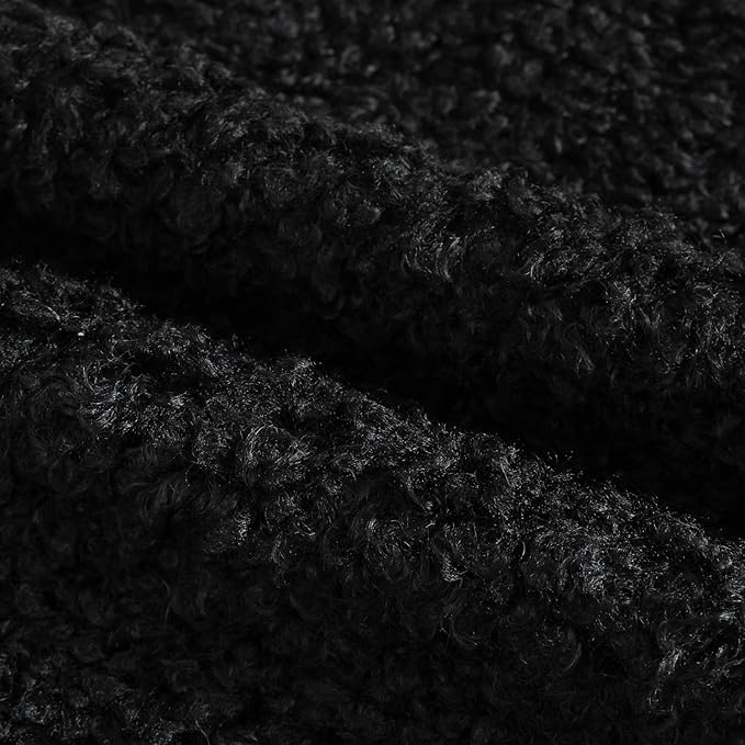Yaertun Pack of 2 Faux Fur Throw Pillow Covers Decorative Sherpa Boucle Pillow Covers Fuzzy Soft Pillowcases Sheepskin Fleece Cushion Case for Couch Sofa Bed Living Room 22x22 Inch Black