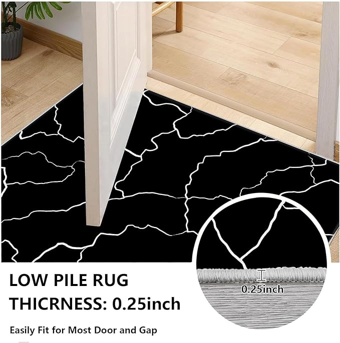 Abstract Rugs for Living Room - Modern Washable Area Rug, 6x8 Abstract Black and White Rug, Minimalist Rugs,Carpet Non Slip Home Decor