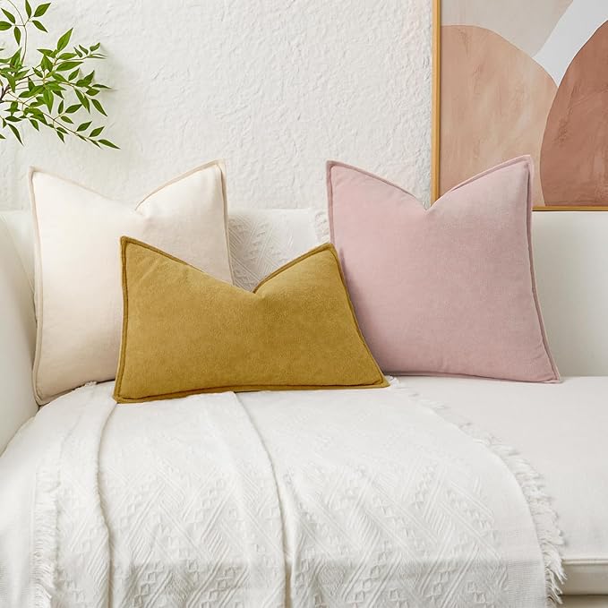 Kevin Textile Valentines Day Decorative Pillow Covers Light Pink 18x18 Inch Pack of 2 Waterproof Soft Boucle Textured Throw Pillowcases Elegant Accent Pillows for Couch Sofa Chair Bed Home