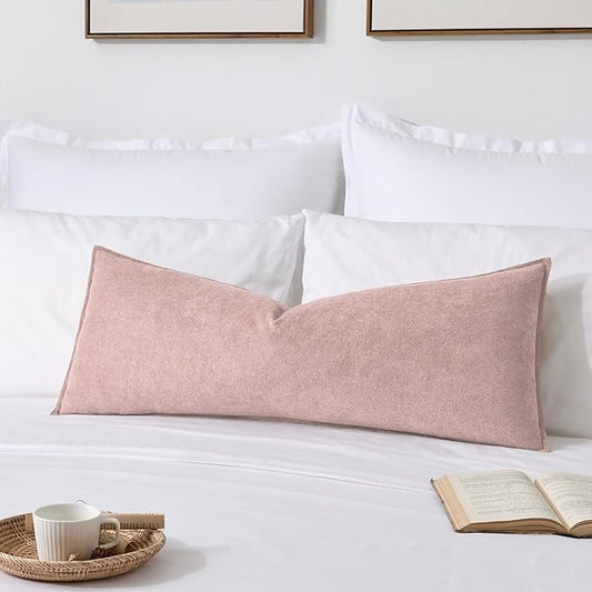 Kevin Textile 14x36 Inch Long Lumbar Cover 1 Pack Valentines Day Soft Boucle Textured Decorative Waterproof Rectangle Cushion Elegant Accent Pillows for Couch Sofa Chair Bed Home Light Pink