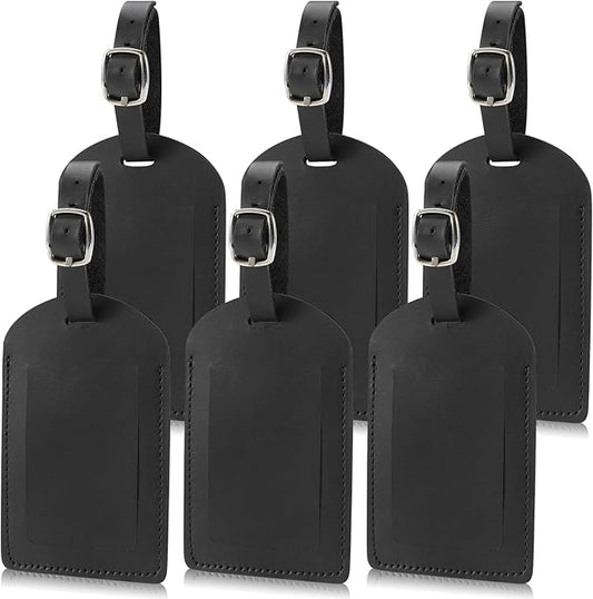 Ringsun Genuine Leather Luggage Tag for Suitcases ID Tags Bag Tags for Luggage (6 Pack)