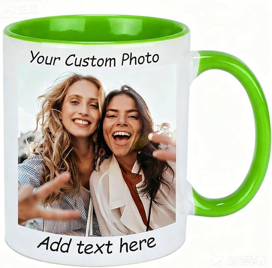 G9W168 Custom Coffee Mug, Customizable Coffee Cups with Pictures Personalized Ceramic Mug for Gifts Novelty Personalized Mugs for Friends (Green)