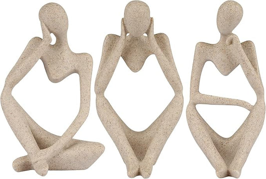 Sandstone Resin Thinker Style Abstract Sculpture Statue Collectible Figurines Home Office Bookshelf Desktop Decor