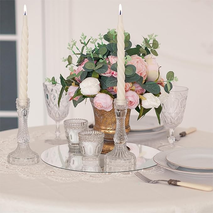 Round Acrylic Mirrors for Centerpieces 10 PCS Circle Mirror Candle Trays 12Inch 1.6mm Round Mirror Trays for Wall Decor,Table Centerpieces,Wedding Party Decorations(Acrylic Material)