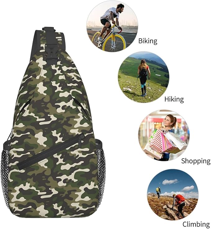 QFXUYNG Green Adult Sling Bag Unisex Chest Bags Crossbody Backpack Casual Daypacks Shoulder Bag for Women Men Cycling Hiking Travel
