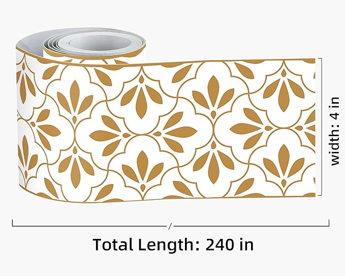 FLFK Wallpaper Borders - Floral Pattern Peel and Stick Wall Borders, Self-Adhesive, for Living Room Bedroom Kitchen Bathroom 4"x240"