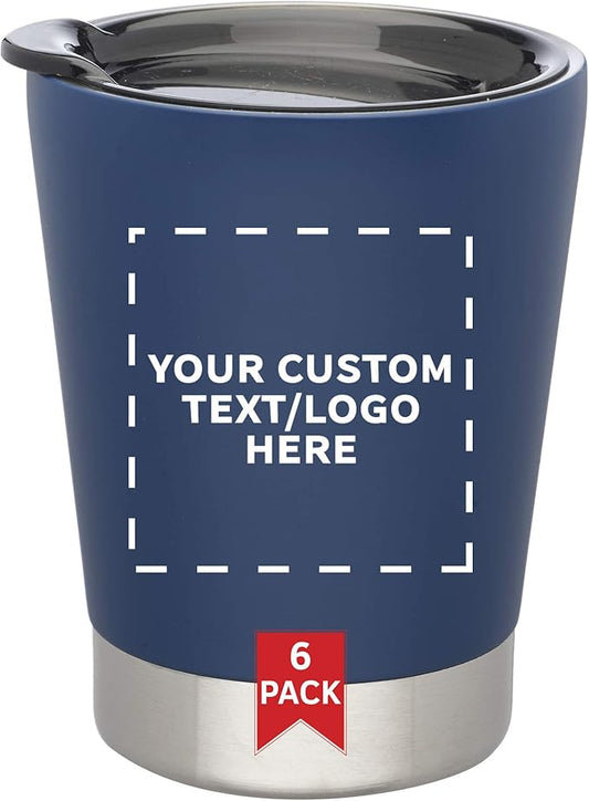 Personalized 12 oz. Itsy Vacuum Insulated Travel Mugs - 6 Pack - Custom Text, Logo - Blue