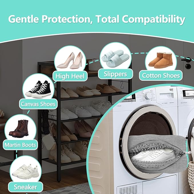 Shoe Washing Machine Bag, Shoe Cleaning Bag, Reusable Laundry Shoes Bag for Washer & Dryer Cleans & Protects All Shoes Types 2PCS (Grey)