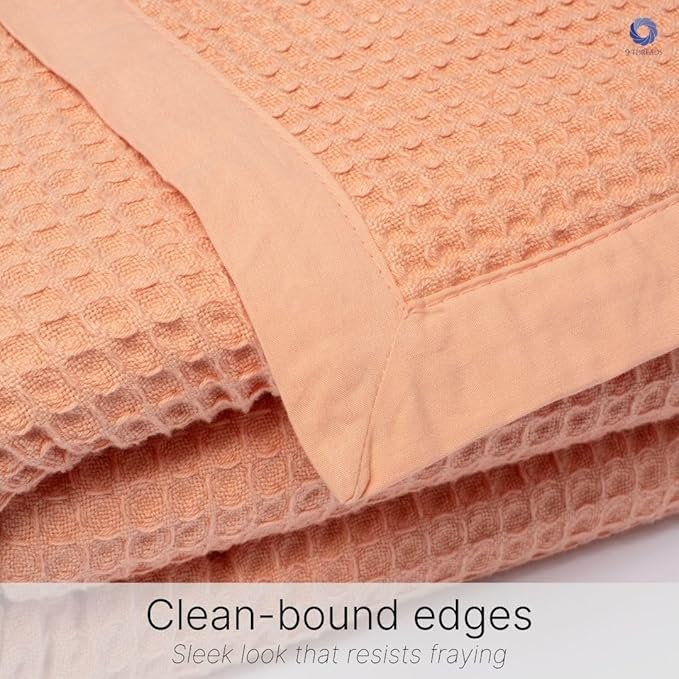 GOTS Certified Organic Cotton Waffle Weave Cozy Throw Blanket, 50"X60", Modern Home Decor, Soft Bed Blanket - Sun Bay