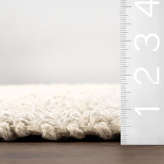 Nuloom Daniela Off-White, 4' Round, Handmade, Jute, Soft and Textured, High Traffic, Stain Resistant, Easy Clean, Durable Area Rug for Bedroom, Living Room, Dining Space, Foyer, Entryway