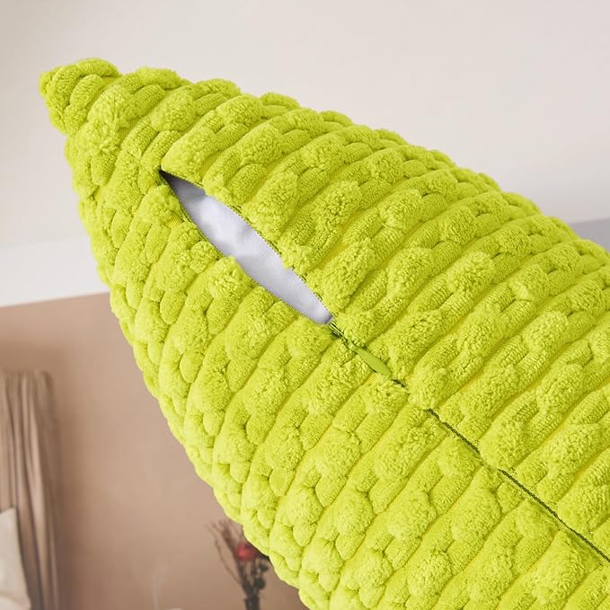 Kevin Textile Decorative Pillow Covers Set of 2 Striped Plush Corduroy Pillows Pillowcases Boho Home Decor Cushion Covers for Couch Sofa Bed Living Room 16x16 Inch, Christmas Green