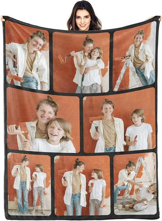 Mothers Day Personalized Gifts from Daughter Custom Blankets with Photos and Text Multiple Colors Sizes Soft Flannel Gifts for Women Birthday Gifts for Mom