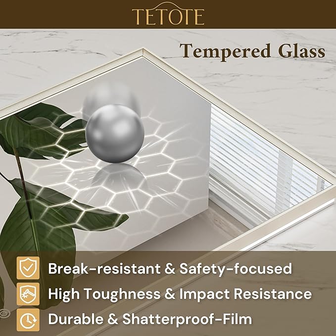 TETOTE 72 x 36 Backlit Bathroom Mirror Brushed Nickel Metal Frame LED Light Vanity 3-Color White/Warm/Natural Stepless Dimmable Anti-Fog Backlight Mirror Wall-Mounted