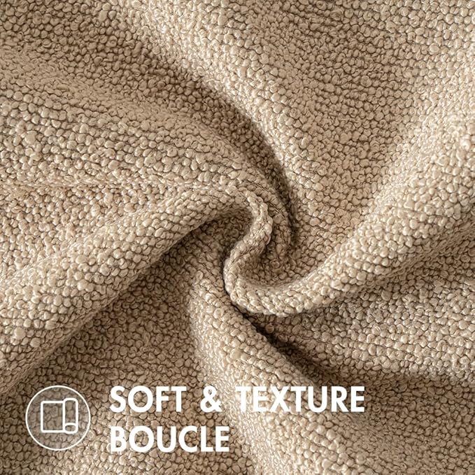 MIULEE 20x20 Inch Decorative Pillow Covers for Couch Bed Set of 2 Textured Boucle Neutral Winter Throw Pillows Khaki Accent Solid Cushion Pillowcases Sofa Livingroom Home Decor