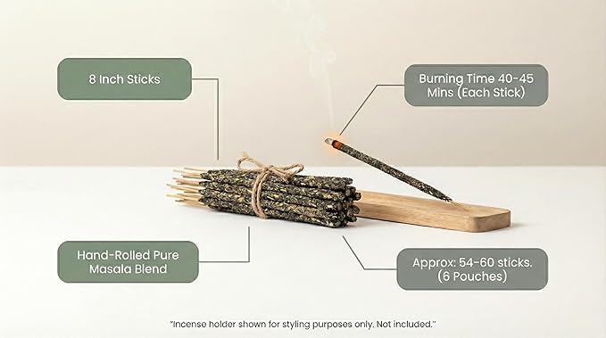 Satya Smudge Incense Stick – Hand-Rolled Indian Masala Incense for Meditation, Yoga & Spiritual Cleansing Pack of 6 (Smudge Palo Santo)