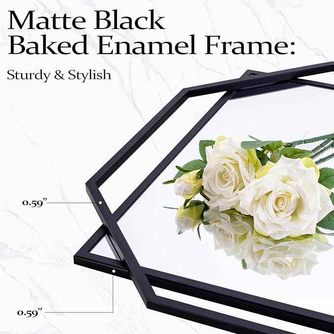 48.5"x32.5" Large Decorative Bathroom Mirror for Wall with Metal Frame, Black Hanging Mirror for Wall, Living Room, Dining Room, Entryway