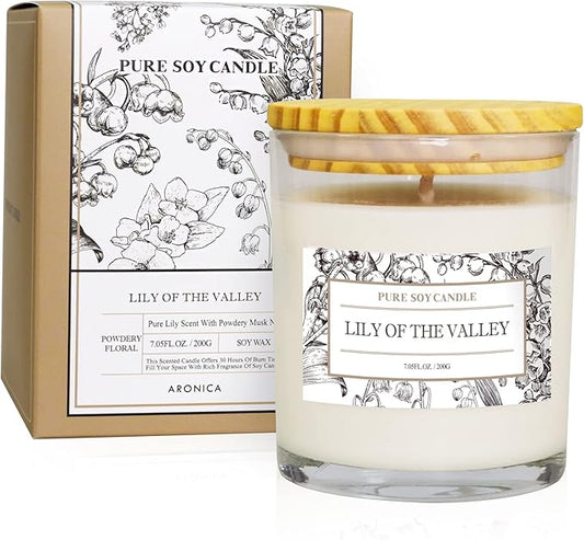 Aronica Lily of The Valley Soy Wax Scented Candles - Bestfriend Gift House Wax, Floral Scented Candle for Spring, Home Decor, Gift for Game Winner
