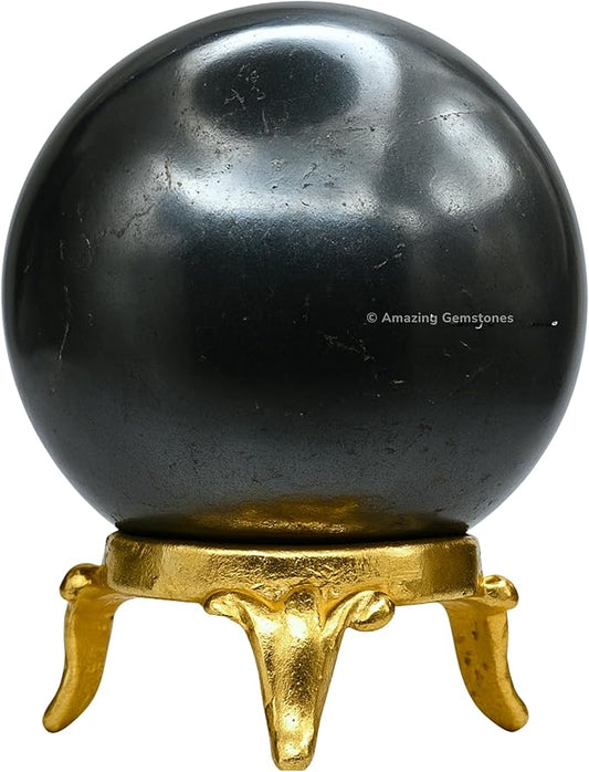 Amazing Gemstone Hematite Crystal Ball with Stand - 1.5 Inches Crystal Sphere Meditation Balls for Witchcraft and Decorative Balls
