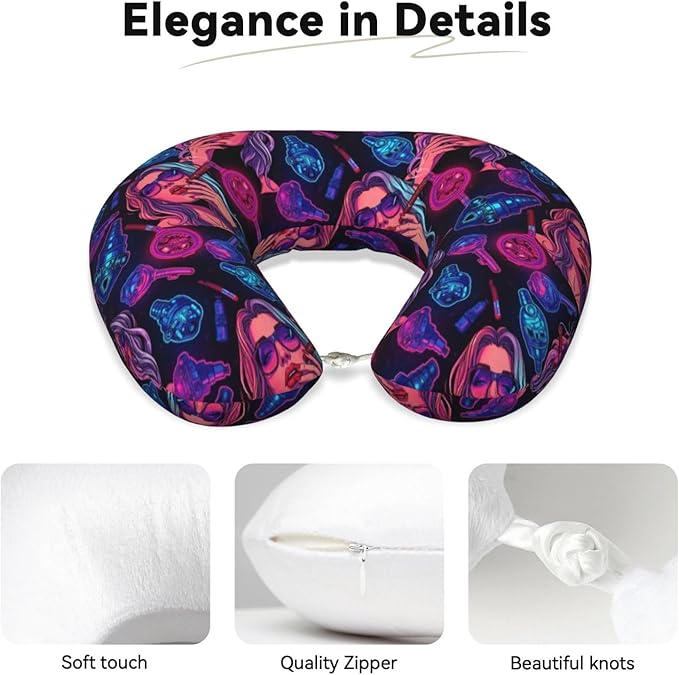 Travel Pillow for Boys and Girls, Comfortable Neck Chin Head Support Cushion Trippy Cool Girl Hippie Art, Comfortable for Airplanes Car Sleeping Rest