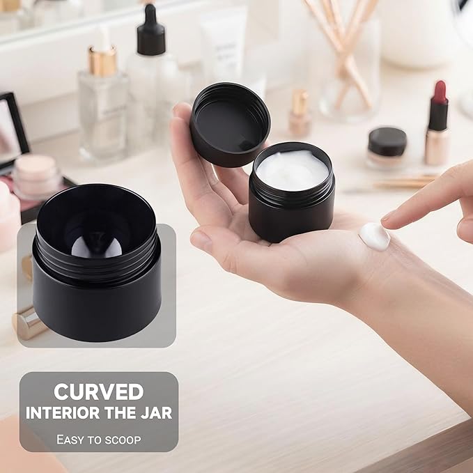 Travel Size Containers, Small Plastic Containers with Lids, 20 Gram Travel Container for Creams, Lotion, Toiletries, Makeup (2PCS Black and 2PCS White Plastic Jars)