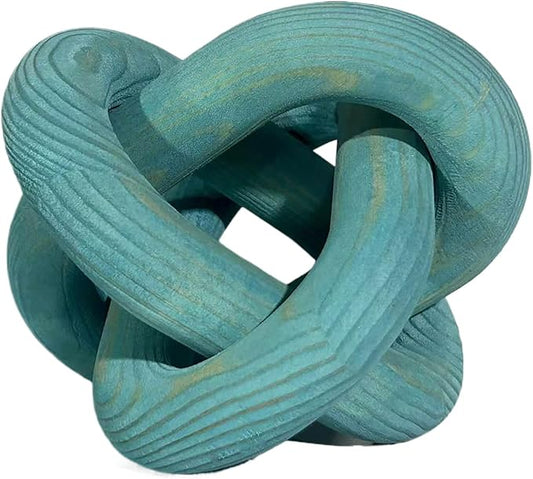 Wood Knot Decor -Coffee Table Decor Shelf Decor Table Books Hand Carved Home Decoration Boho Country Rustic Modern Shabby Chic Style 3 Link Wooden Knot Chain Link Decor (Blue)