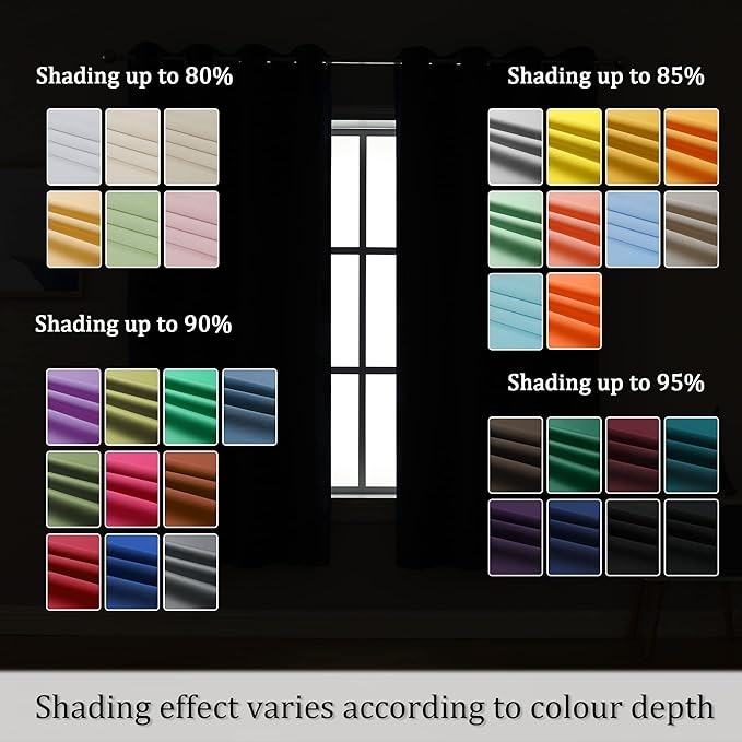 DUALIFE Midnight Grommet Room Darkening Curtains 52 x 72 Inches, 2 Panels